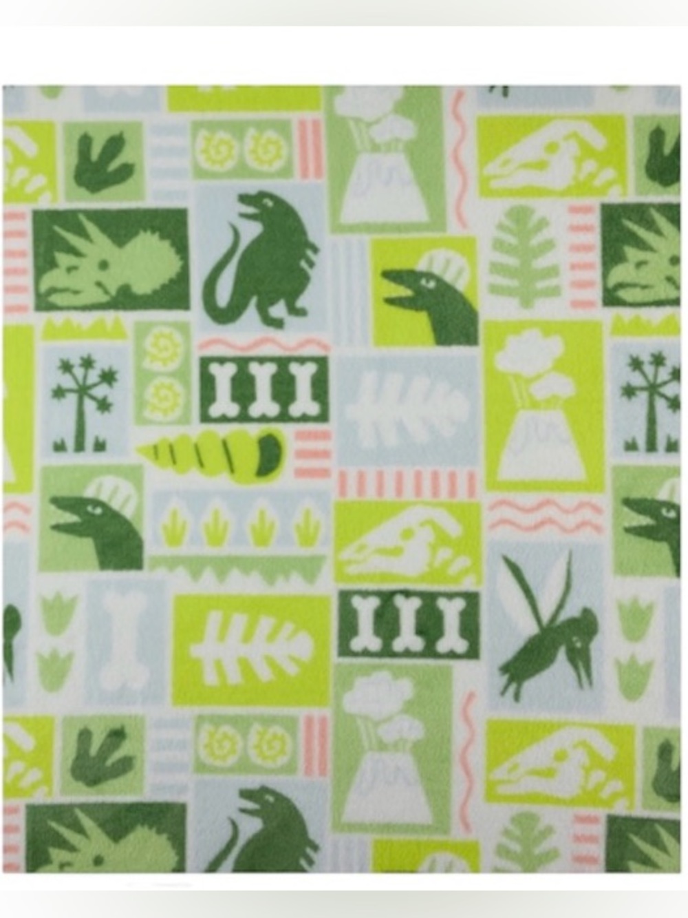 The Big One - Dinosaur Flannel Throw - Lime Green & Dark Green